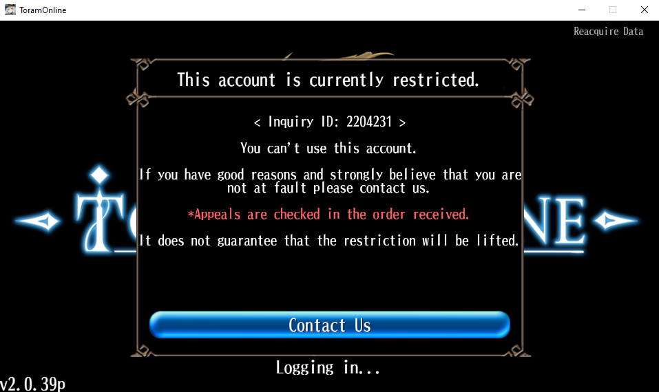 Banned Toram Acc 01